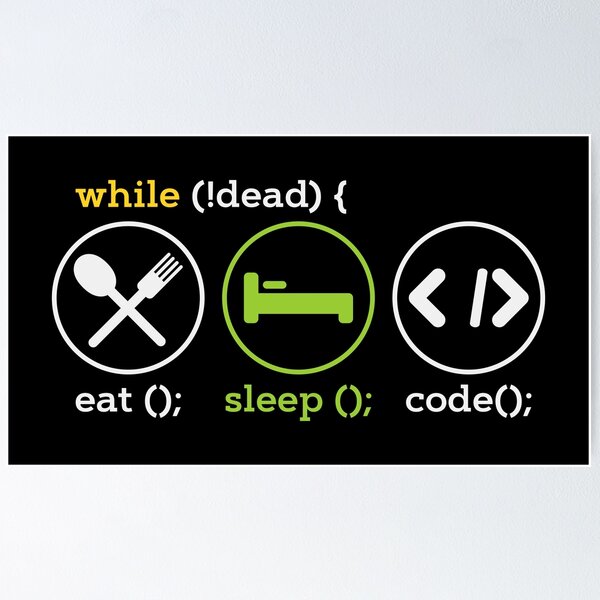 Item preview, While Not Dead Eat Sleep Code - Programmer designed and sold by anziehend.