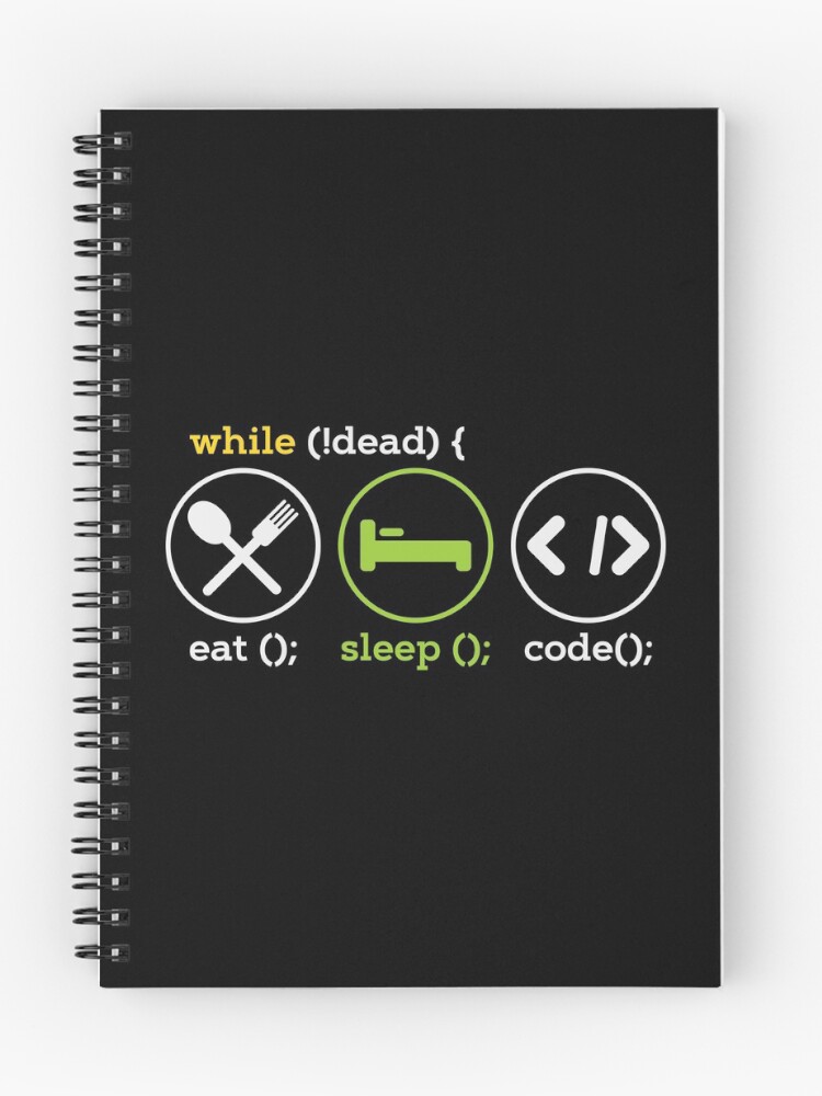 Thumbnail 1 of 3, Journal, While Not Dead Eat Sleep Code - Programmer designed and sold by anziehend.