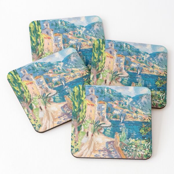 Item preview, Colorful French Coastal Village – Post-Impressionist Seaside Art designed and sold by CARRAANN.