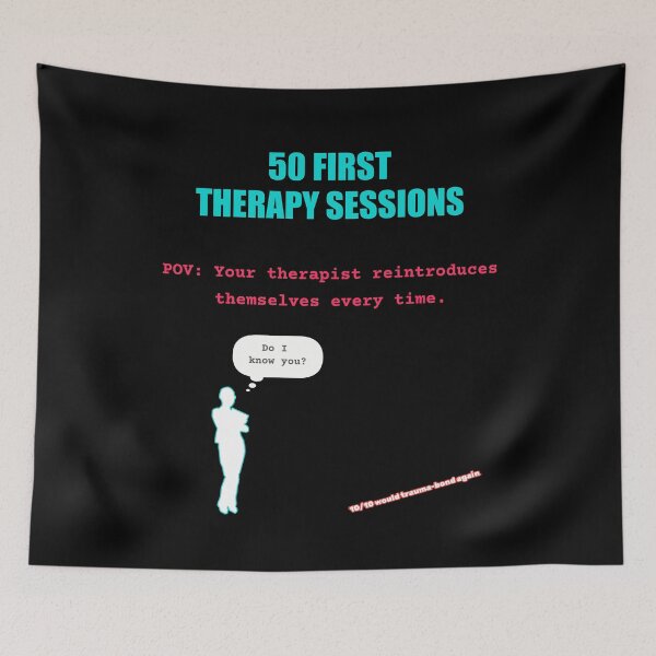 Item preview, 50 First Therapy Sessions | Dark Humor Mental Health Poster | Therapist Gift designed and sold by BrushRushX.