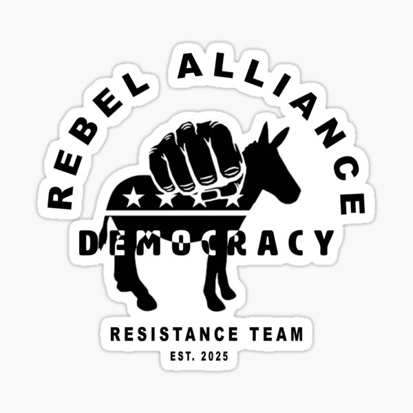 Vista previa del artículo con la obra «Movimiento de Resistencia a la Democracia de la Alianza Rebelde Oficial -Negro», diseñado y vendido por Pat Epstein.