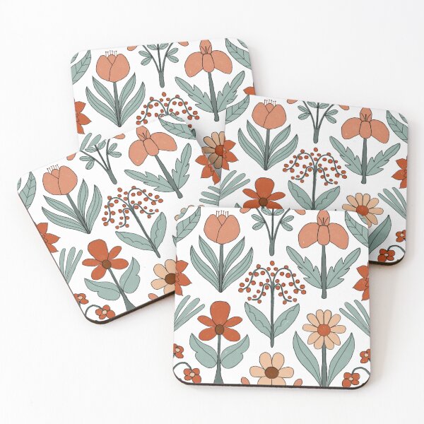 Item preview, Floral block print terracota sage designed and sold by FrancesPoff.