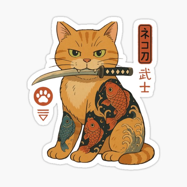 Item preview, Katana Cat designed and sold by updownandsidewa.