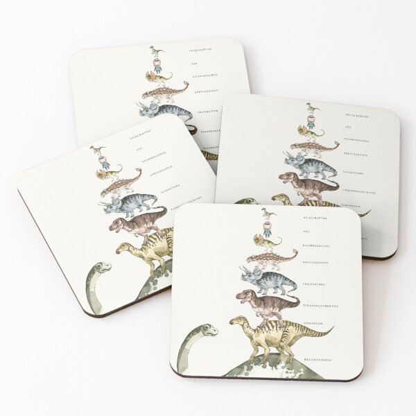 Item preview, Stacked Dinosaur Size Chart, Fun Kids Wall Art with Watercolor Dinosaurs designed and sold by The KiwiNberries.