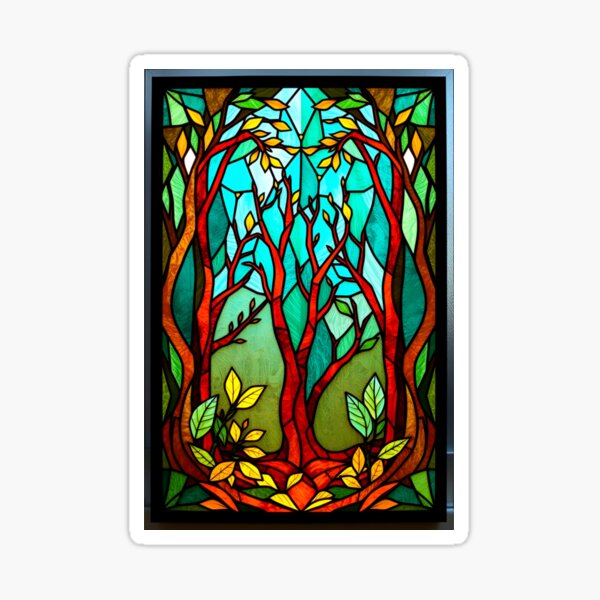 Item preview, Origami Style Forest Stained Glass designed and sold by Sachie's Studio.