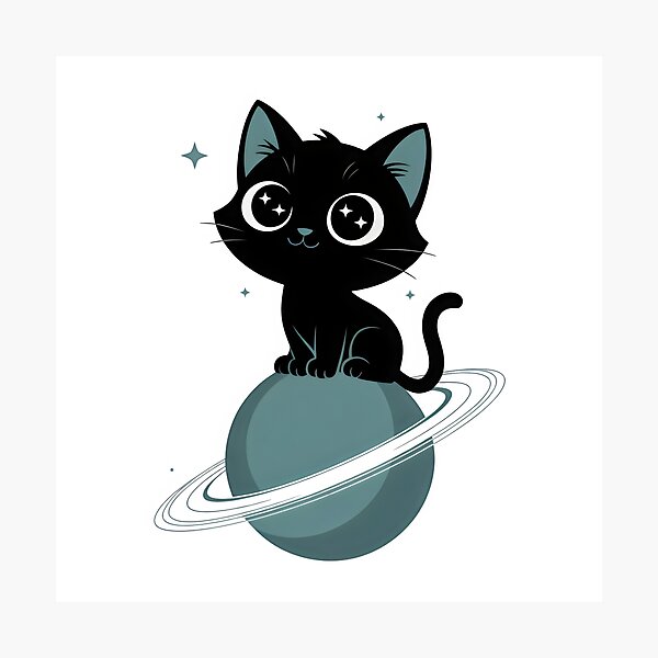 Item preview, Adorable Black Cat Sitting on a Ringed Planet  designed and sold by Zanigold.