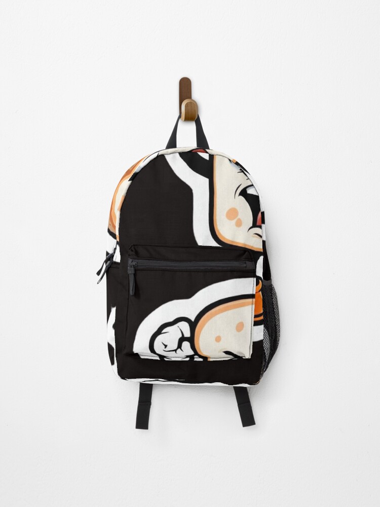 Thumbnail 1 of 3, Backpack, Angry Toast Cartoon Character Sticker designed and sold by AliKwStore.