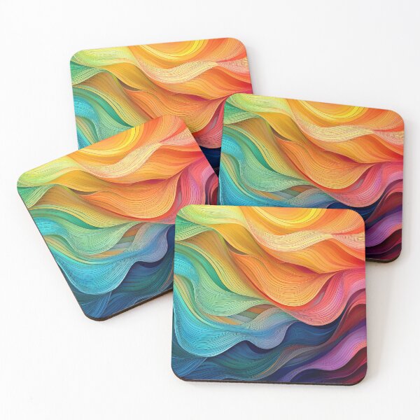 Item preview, Rainbow coloured minimalist abstract wave pattern, organic waves, modern decor, movement  designed and sold by navitalidesign.