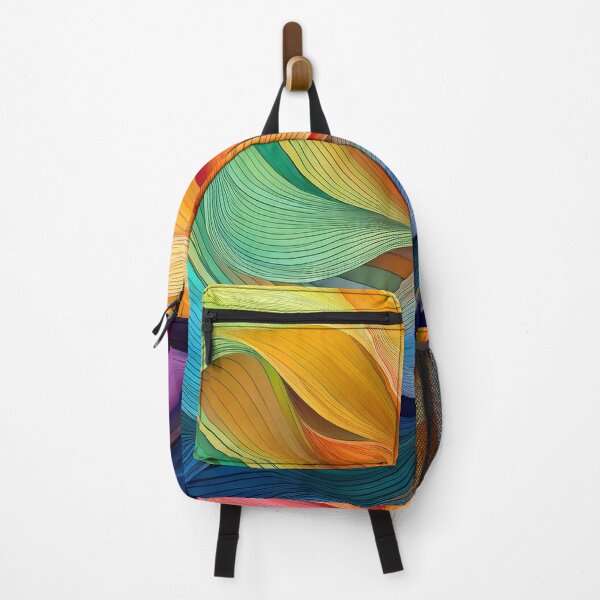 Item preview, Rainbow coloured minimalist abstract wave pattern, organic waves, modern decor, movement  designed and sold by navitalidesign.