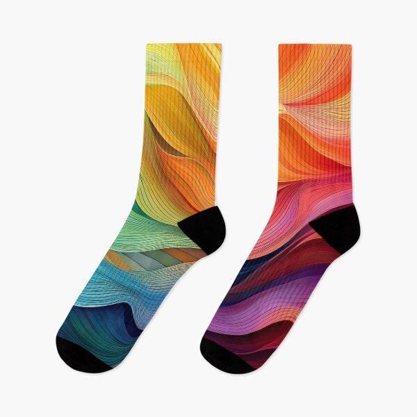 Item preview, Rainbow coloured minimalist abstract wave pattern, organic waves, modern decor, movement  designed and sold by navitalidesign.