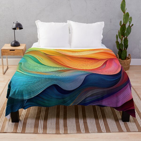 Item preview, Rainbow coloured minimalist abstract wave pattern, organic waves, modern decor, movement  designed and sold by navitalidesign.