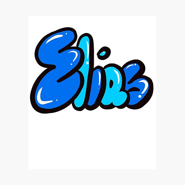 Item preview, Elias name in blue graffiti bubble letters calligraphy Top 10 best personalized gifts for boys and men named Elias designed and sold by Artonmytee.