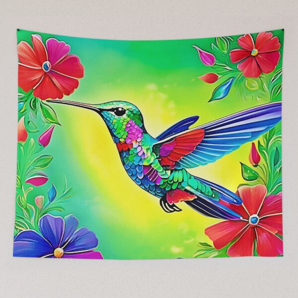 Item preview, Floral Hummingbird Art Design designed and sold by Health And Fitness Posts e-Store.