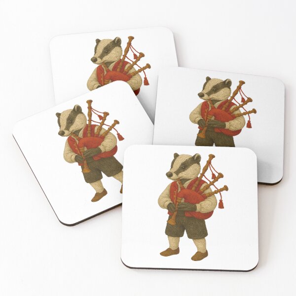 Item preview, Galician Badger Playing Gaita Sticker designed and sold by #Adulting Central.