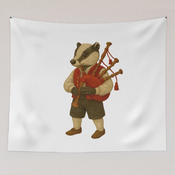 Item preview, Galician Badger Playing Gaita Sticker designed and sold by #Adulting Central.