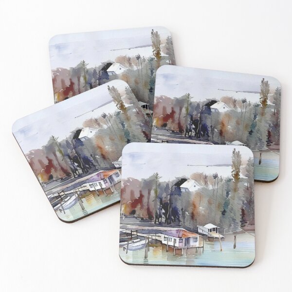 Item preview, Water color of scenic Bahamas houses near the ocean designed and sold by subhashlimaye.