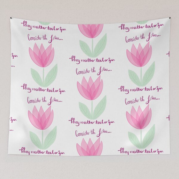 Item preview, Consider the Lillies Floral Print Pink designed and sold by HydrangeaDelMar.