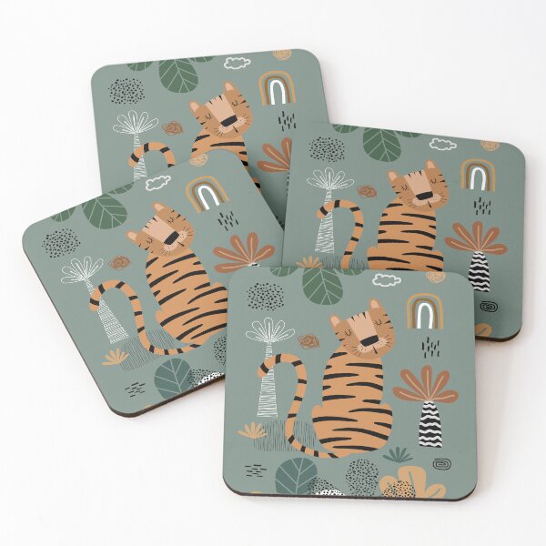 Item preview, Tiger Print, Nursery Wall Art, Safari Nursery Prints, Sage Green Nursery Decor, Animal Illustrations Art by Synplus designed and sold by synplus.