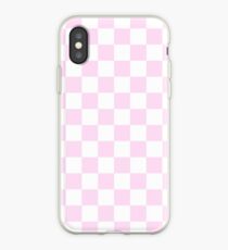 Girly Pink And White Checkerboard Pattern iPhone Case