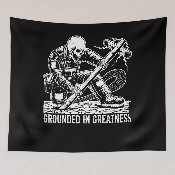 Item preview, Grounded In Greatness Funny Skeleton Electrician Humor designed and sold by Crush Retro®.