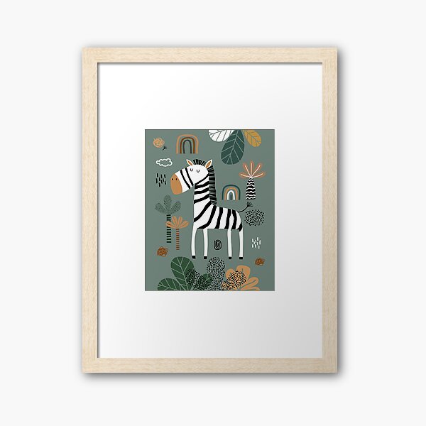 Aperçu de l'œuvre Impression zèbre, décoration murale pour chambre d'enfant, imprimés safari, décoration vert sauge, illustrations animalières par Synplus créée et vendue par synplus.