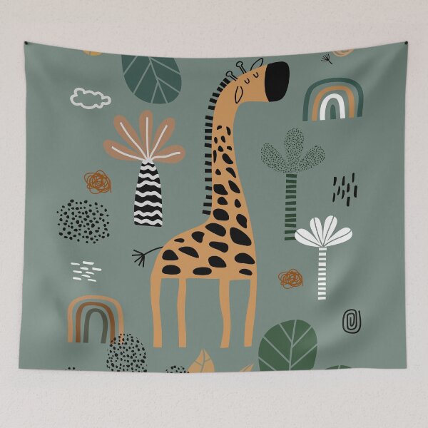 Item preview, Giraffe Print, Nursery Wall Art, Safari Nursery Prints, Sage Green Nursery Decor, Animal Illustrations Art by Synplus designed and sold by synplus.
