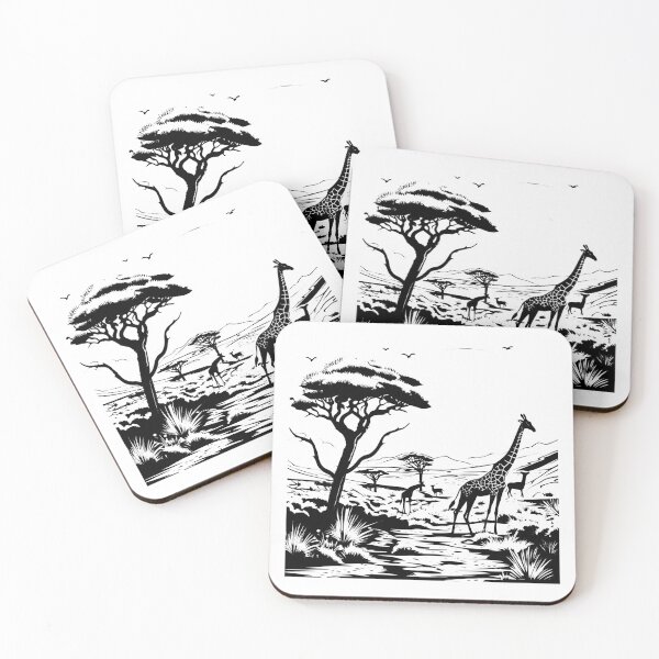 Item preview, Kalahari Desert Scene Giraffe African Wild Bushveld Dune designed and sold by inkoutninja.
