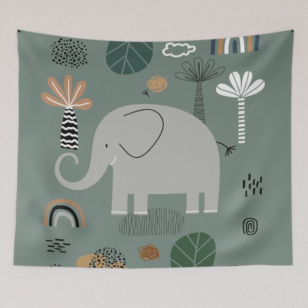 Item preview, Elephant Print, Nursery Wall Art, Safari Nursery Prints, Sage Green Nursery Decor, Animal Illustrations Art by Synplus designed and sold by synplus.