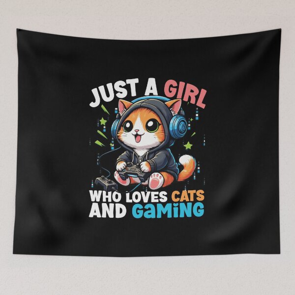 Item preview, Just A Girl Who Loves Cats 7 Gaming Adorable Gamer Cat designed and sold by CJC Designs.