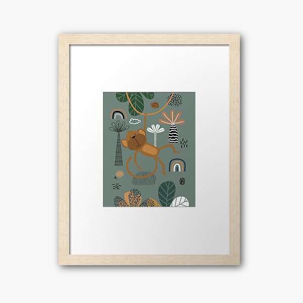 Aperçu de l'œuvre Impression de singe, décoration murale pour chambre d'enfant, imprimés safari pour chambre d'enfant, décoration vert sauge, illustrations d'animaux par Synplus créée et vendue par synplus.