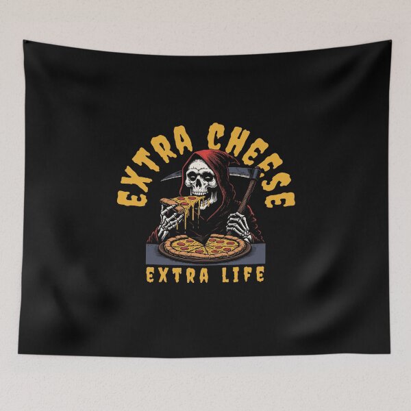 Item preview, Humor Skeleton Eating Pizza Extra Cheese Extra Life designed and sold by CJC Designs.