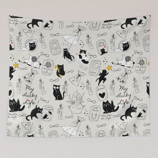 Item preview, Lucky Cat nine Lives, My lucky Days, Funny Black cat designed and sold by Mi9 Creatives.