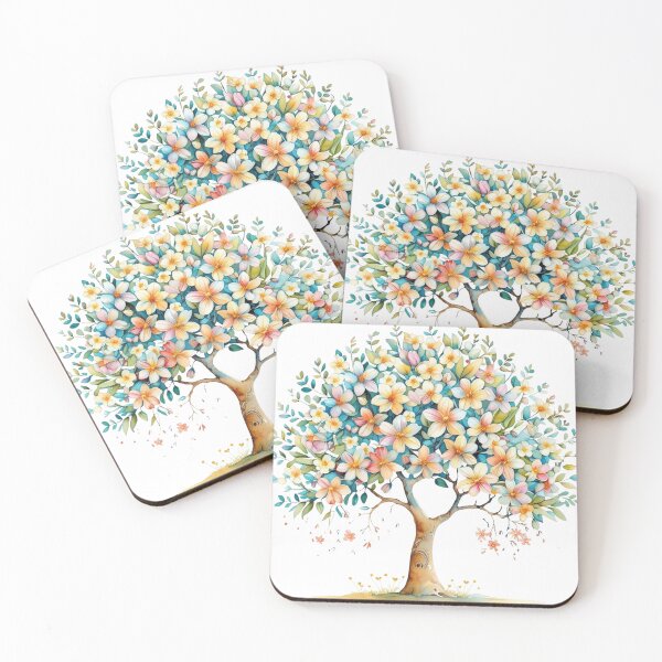 Item preview, "Vibrant Watercolor Flower Tree Clipart – Pink, Purple, Yellow Blossoms" designed and sold by STmez Design.