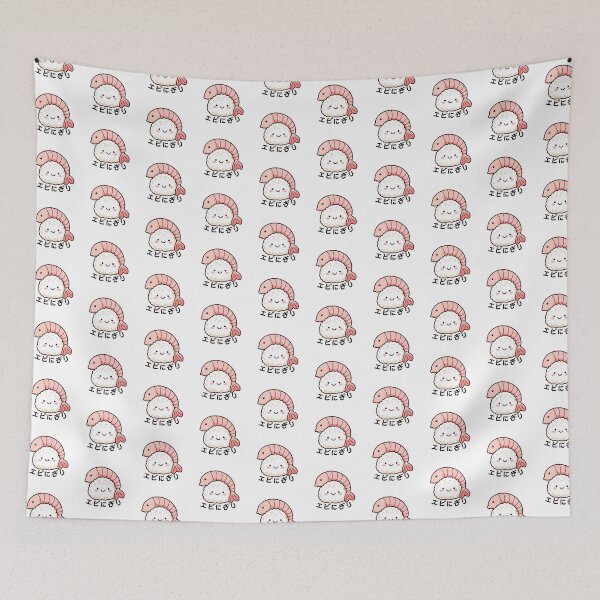 Item preview, Ebi Nigiri Sushi Kawaii Shrimp Nigiri Japanese Food Illustration designed and sold by SaavedraDesign.