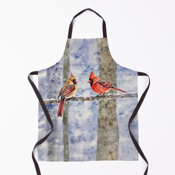 Item preview, Red Cardinals in Winter Watercolor designed and sold by Magnolia Valley Art.