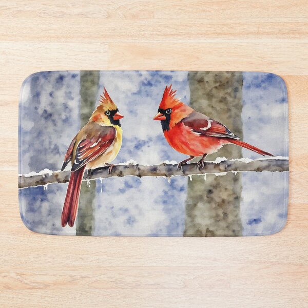 Item preview, Red Cardinals in Winter Watercolor designed and sold by Magnolia Valley Art.