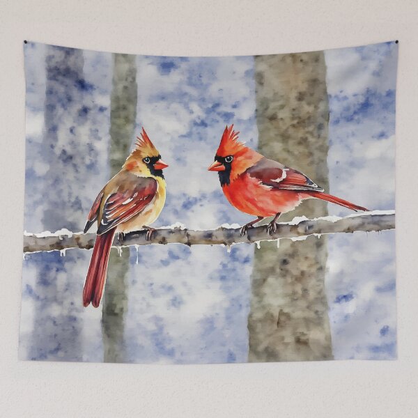 Item preview, Red Cardinals in Winter Watercolor designed and sold by Magnolia Valley Art.