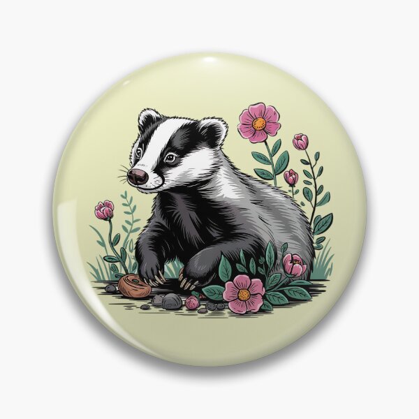 Artikelvorschau, Floral Dachs Vintage Woodland Wildlife Art entworfen und verkauft von BirdsnStuff.