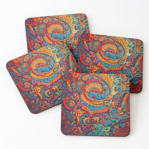 Item preview, Colorful intricate retro trippy pattern - Music Festival - Bright Abstract designed and sold by CattlettArt.