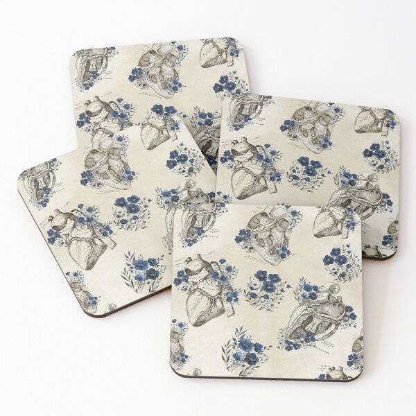 Item preview, Heart Anatomy Design with Blue Floral Accents designed and sold by GnosisCollage.