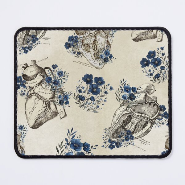 Item preview, Heart Anatomy Design with Blue Floral Accents designed and sold by GnosisCollage.