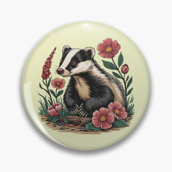 Artikelvorschau, Floral Dachs Vintage Woodland Wildlife Art 2 entworfen und verkauft von BirdsnStuff.