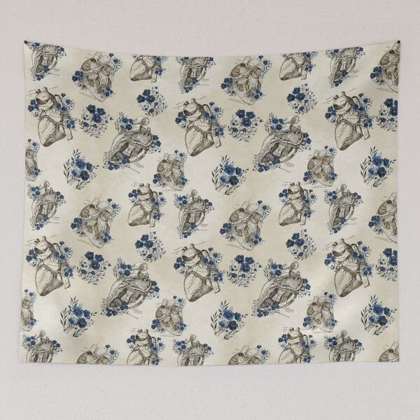 Item preview, Heart Anatomy Design with Blue Floral Accents designed and sold by GnosisCollage.