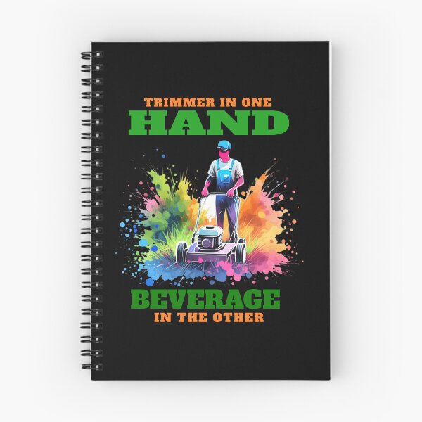 Item preview, Trimmer in one hand, beverage in the other : Lawn Care designed and sold by BDLuck2021.