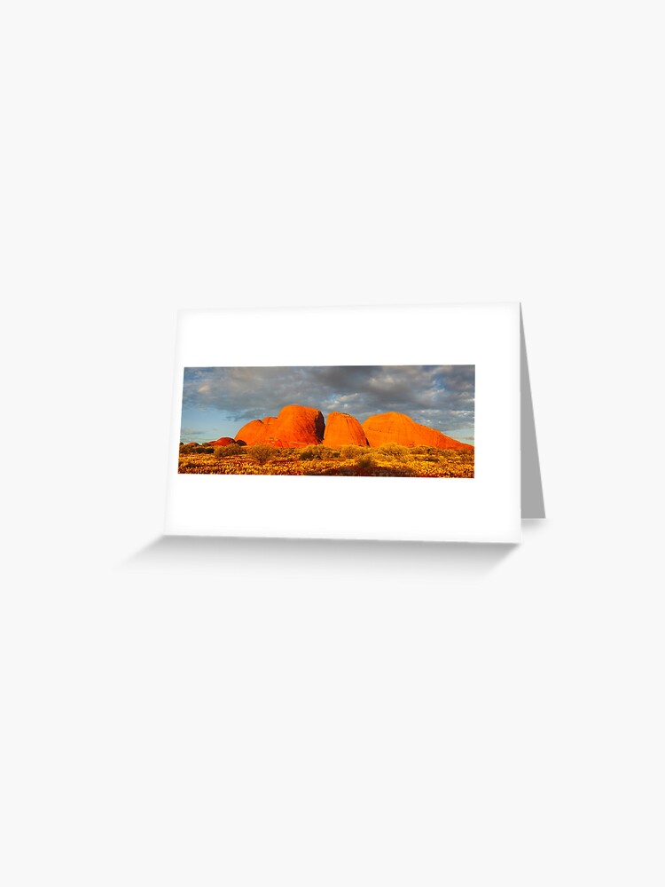 Thumbnail 1 of 2, Greeting Card, The Olgas (Kata Tjuta), Sunset, Australia designed and sold by Chockstone.