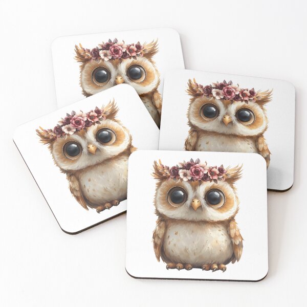 Item preview, Whimsical Baby Owl with Flower Crown – Woodland Nursery Animal Art Print designed and sold by Art of Ngu.