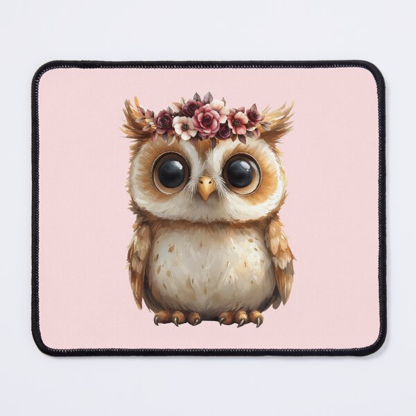 Item preview, Whimsical Baby Owl with Flower Crown – Woodland Nursery Animal Art Print designed and sold by Art of Ngu.