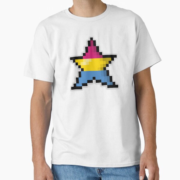 Pixelated Pansexual Pixel Star Design with Pan Pride Colors and Retro 8-Bit Gamer Vibes Classic T-Shirt
