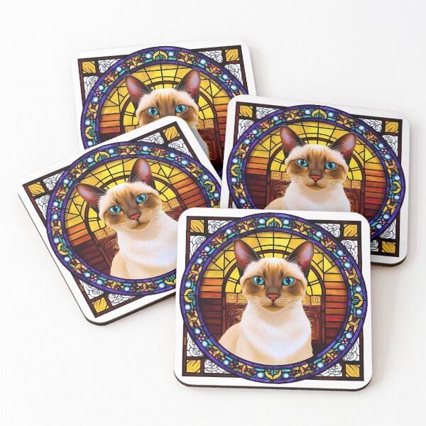 Item preview, Siamese Cat in Vibrant Stained Glass – Artistic Feline Beauty designed and sold by Fredster1966.