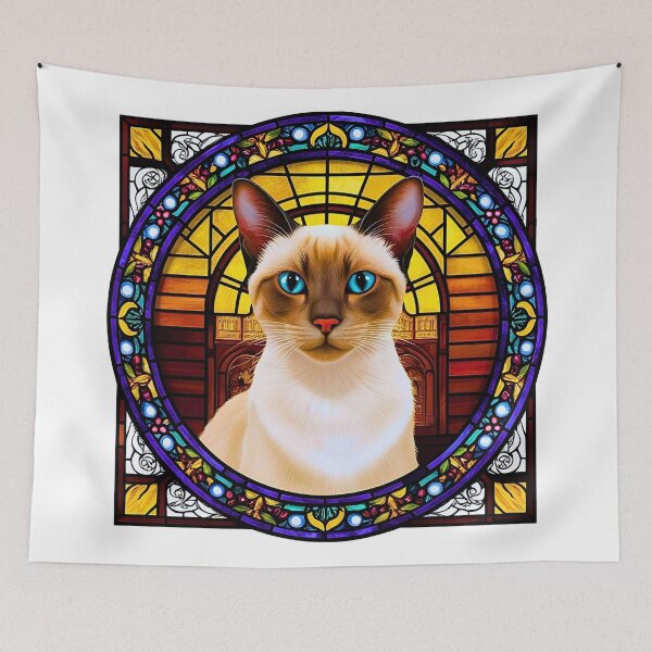 Item preview, Siamese Cat in Vibrant Stained Glass – Artistic Feline Beauty designed and sold by Fredster1966.